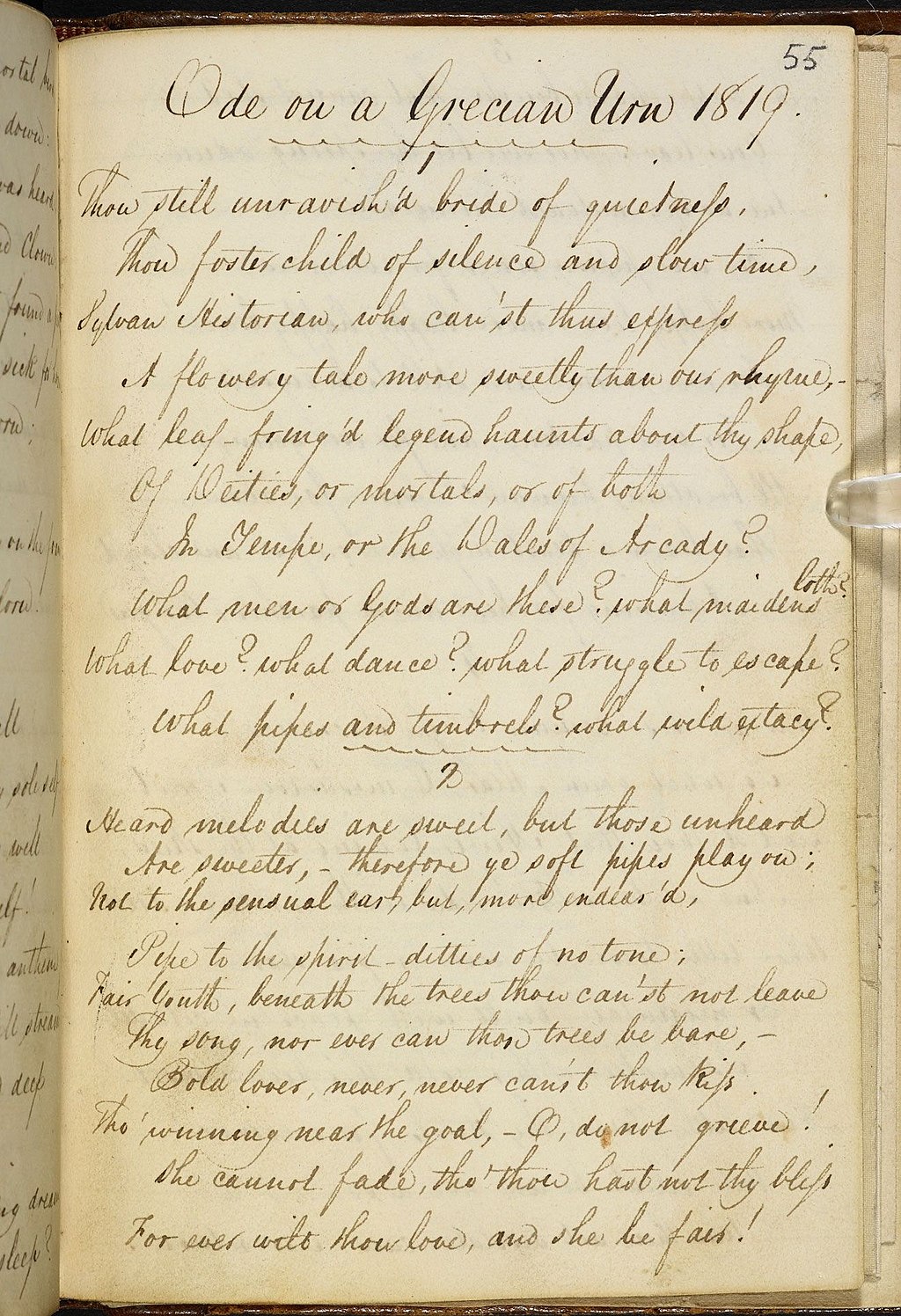 old writing in cursive, a poem by John Keats